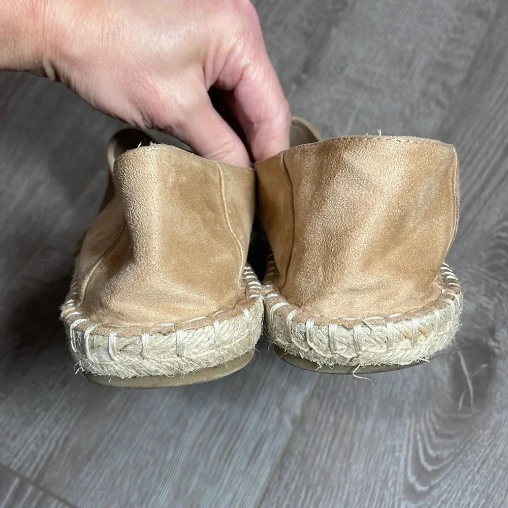 Zara Basic Faux Suede Espadrilles Slip On Flats Black Tan 8.5 (39)